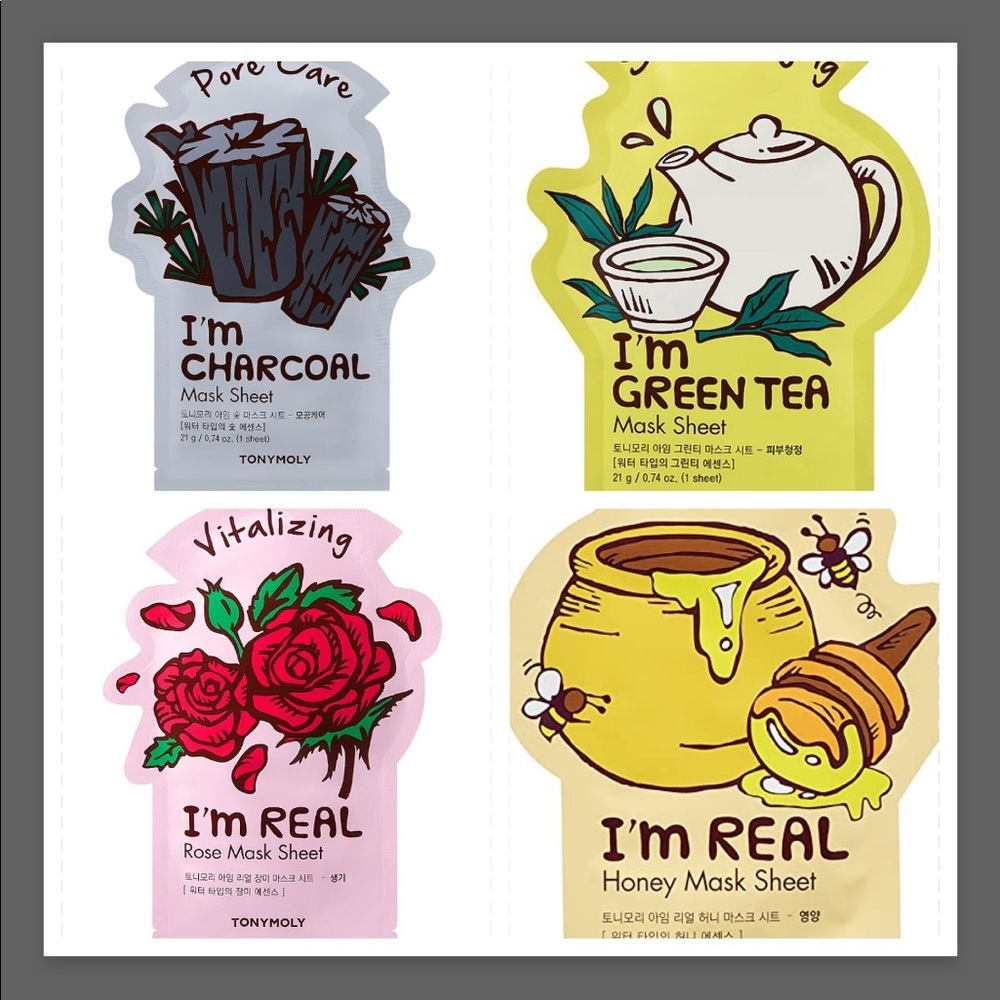 Four Tonymoly face sheet masks